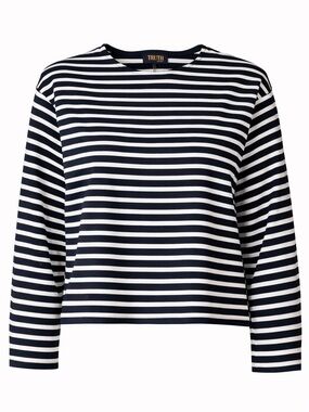 TRUTH by Republic Women Black White Stripe Top Long Sleeve Size Medium